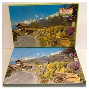 Vintage 1970 Milton Bradley Contour 3D Puzzle 500pc Miracle Mountainside USA